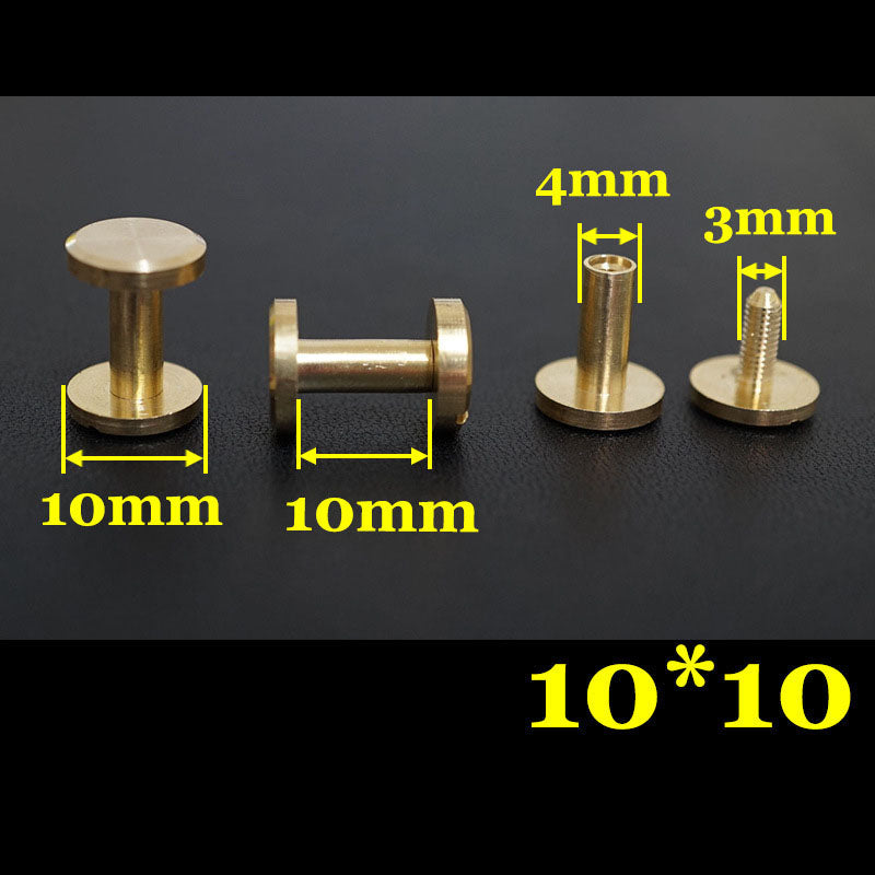 20 piezas de cuero artesanal, cartera, bolso, cinturón de latón macizo, tornillo plano, remache para equipaje