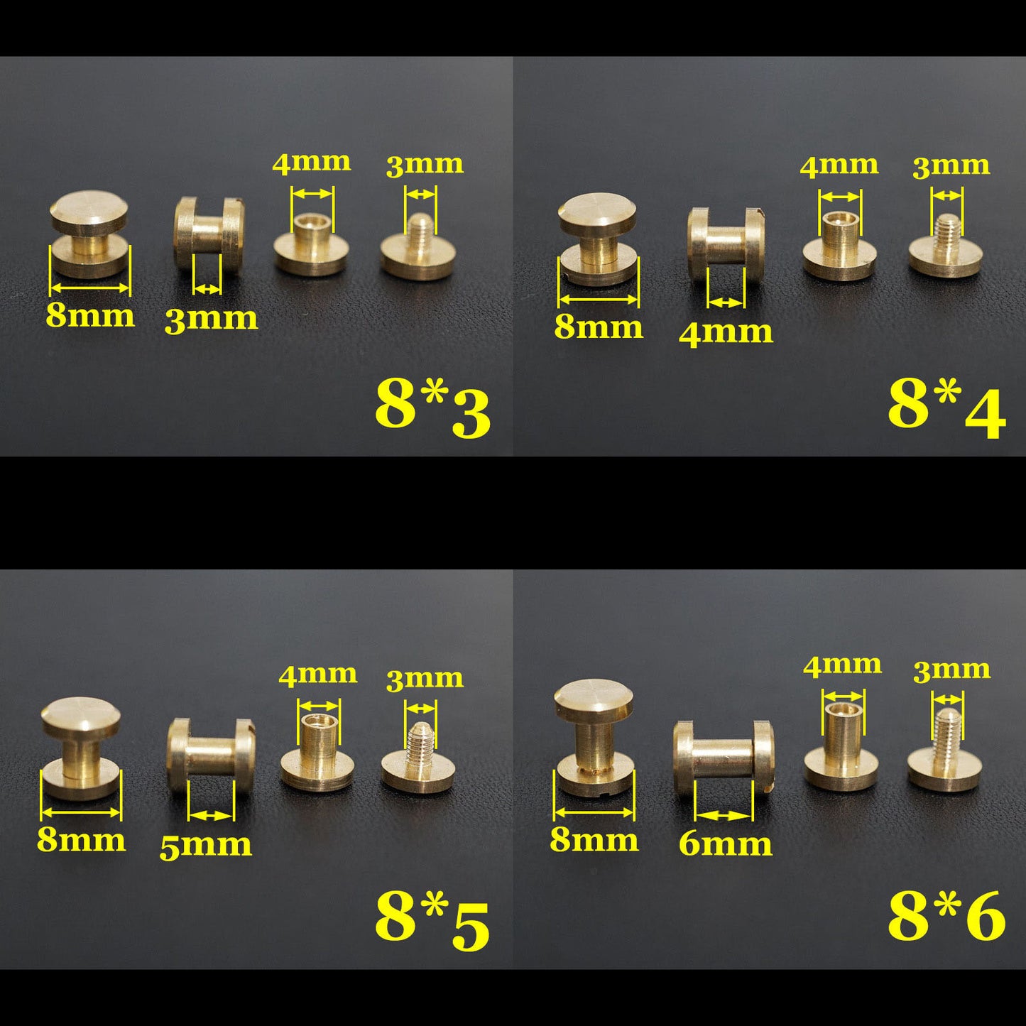 20 piezas de cuero artesanal, cartera, bolso, cinturón de latón macizo, tornillo plano, remache para equipaje