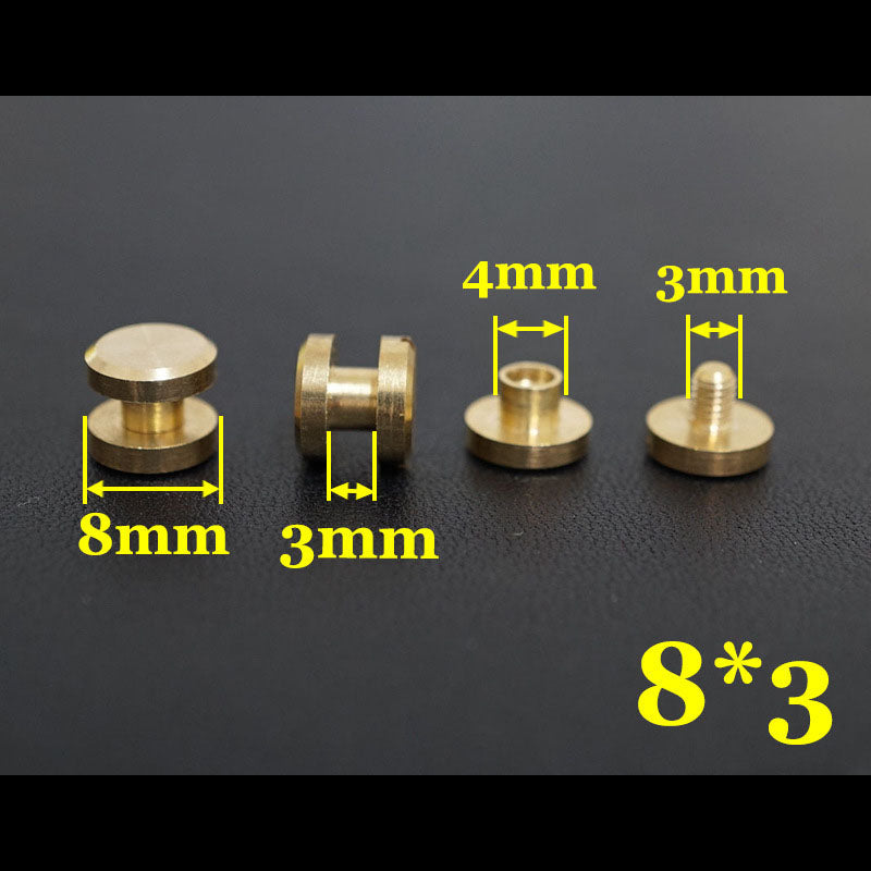 20 piezas de cuero artesanal, cartera, bolso, cinturón de latón macizo, tornillo plano, remache para equipaje