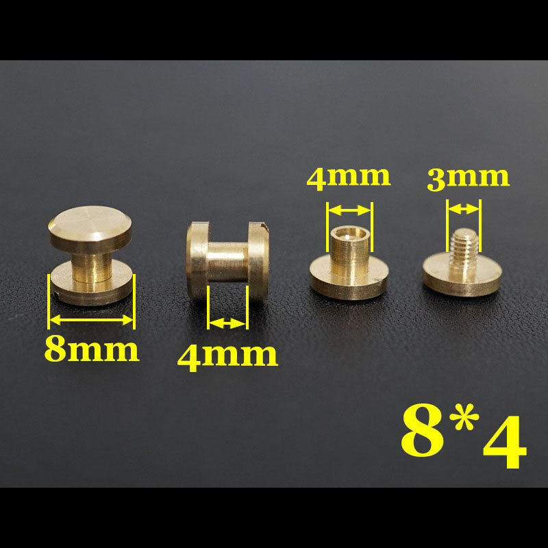 20 piezas de cuero artesanal, cartera, bolso, cinturón de latón macizo, tornillo plano, remache para equipaje