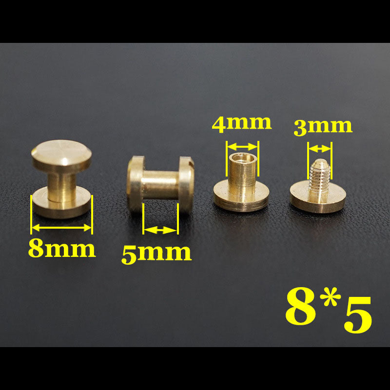 20 piezas de cuero artesanal, cartera, bolso, cinturón de latón macizo, tornillo plano, remache para equipaje