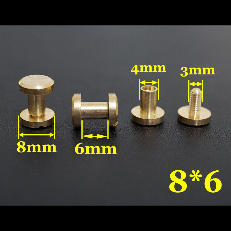 20 piezas de cuero artesanal, cartera, bolso, cinturón de latón macizo, tornillo plano, remache para equipaje