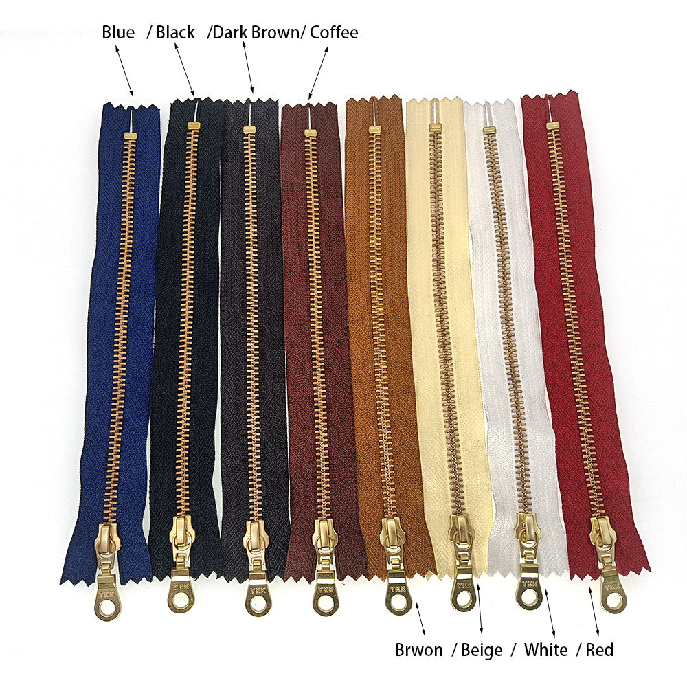 YKK NO 5# Brass Zip Zipper Closed End Metal Heavyweight Jacket Puller 20cm 30cm 40cm 50cm DIY