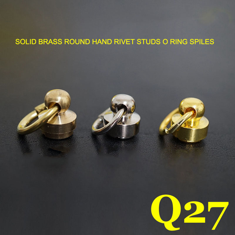 Messing Rundkopf Nieten Bolzen Schraube O Ring Nagel Spiles Leder Handwerk Punk Spots