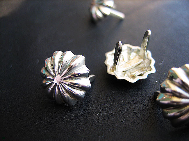 925 Sterling Silber Chrysantheme Nieten Ohrstecker Nagel Lederhandwerk Tasche DIY #151