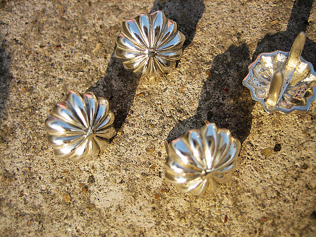 925 Sterling Silber Chrysantheme Nieten Ohrstecker Nagel Lederhandwerk Tasche DIY #151