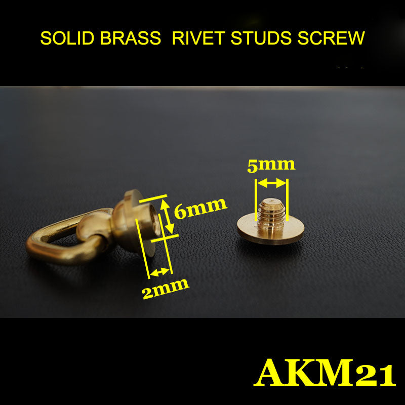 10x Brass Round Head Rivet studs screw Triangle Ring Nail Spiles Punk Spots