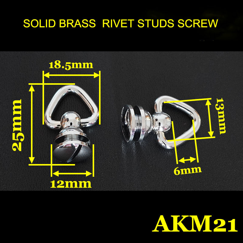 10x Brass Round Head Rivet studs screw Triangle Ring Nail Spiles Punk Spots