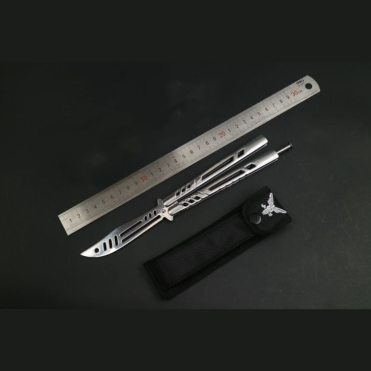 Hochwertiges Übungsmesser aus Balisong Butterfly-Stahl, keine Schrauben, geschlossene Nieten