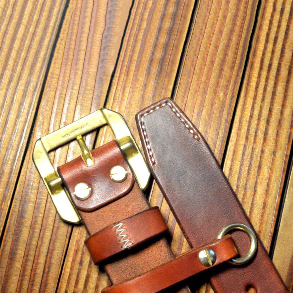 Handmade Thicken Saddle Leather Craft Genuine Cowhide Durable Belt Brass Buckle