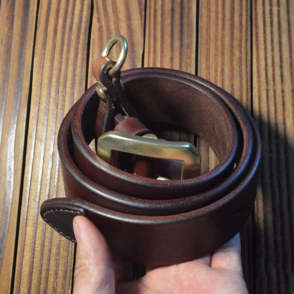 Handcraft Thicken Saddle Leather Craft Genuine Cowhide Durable Belt Brass Buckle