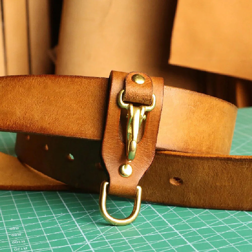 Belt Accessories with Brass Belt Fastener Retro American Khaki Belt Pendant Outdoor Key Chain