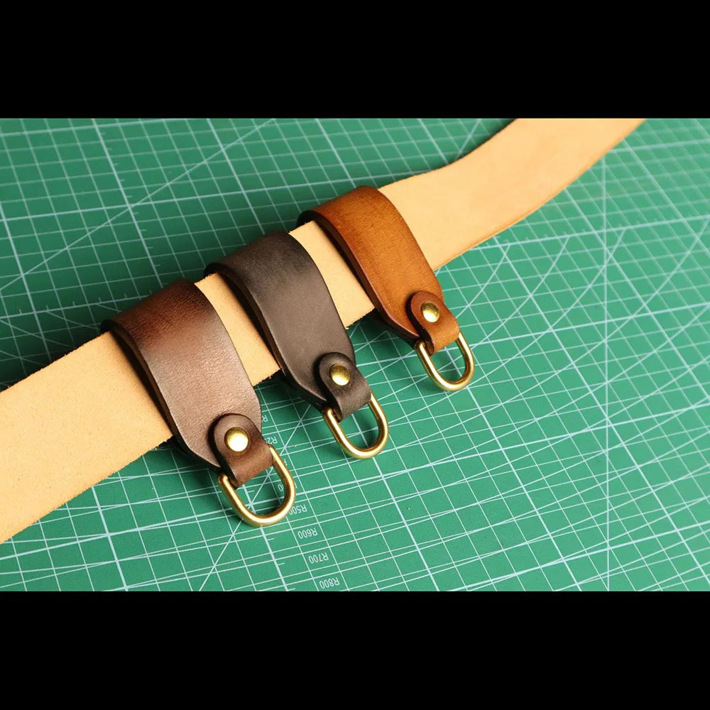 Belt Accessories with Brass Belt Fastener Retro American Khaki Belt Pendant Outdoor Key Chain