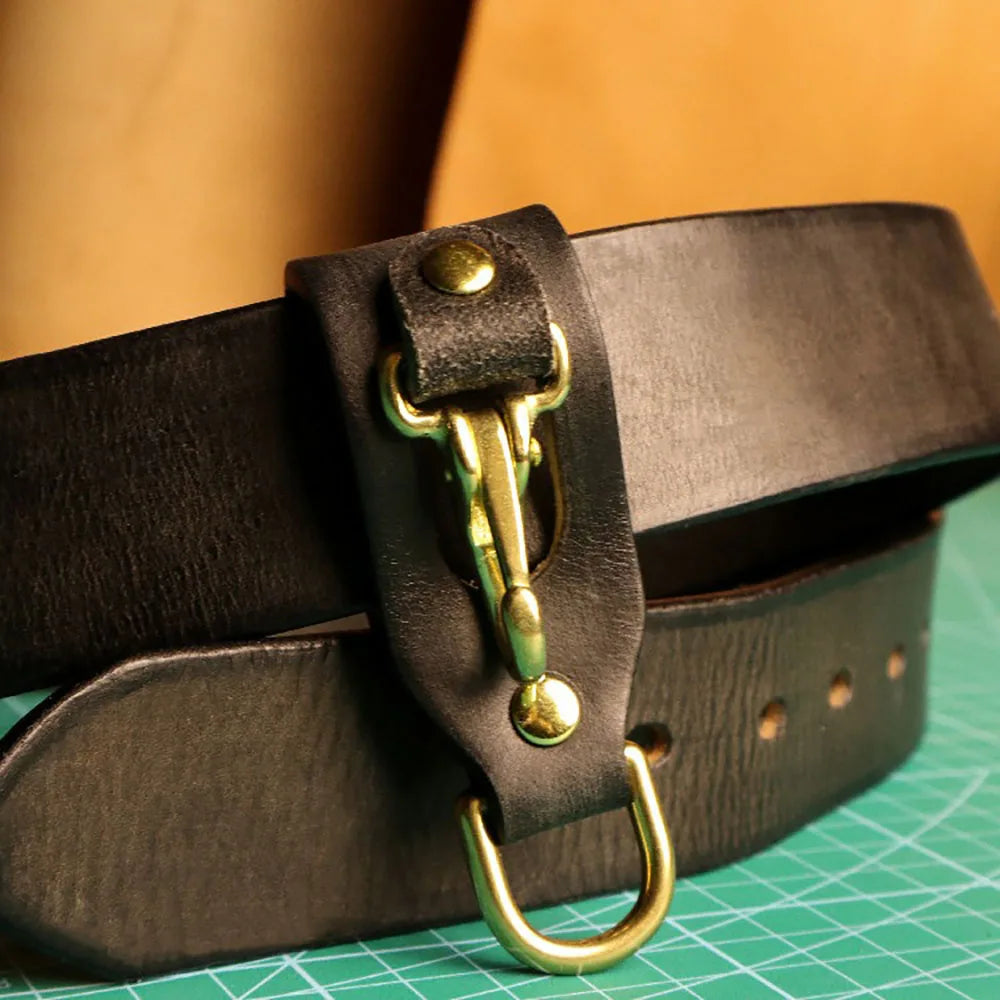 Belt Accessories with Brass Belt Fastener Retro American Khaki Belt Pendant Outdoor Key Chain