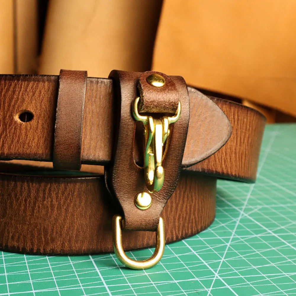 Belt Accessories with Brass Belt Fastener Retro American Khaki Belt Pendant Outdoor Key Chain
