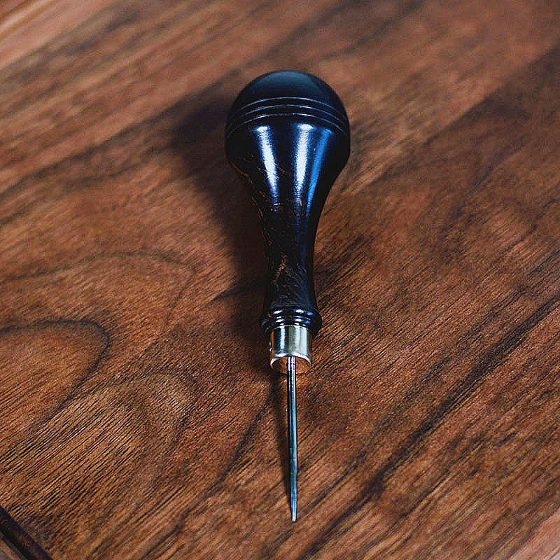 Leather Craft Ebony blackwood handle Sewing Tools Round Diamond Hexagon Awl DIY