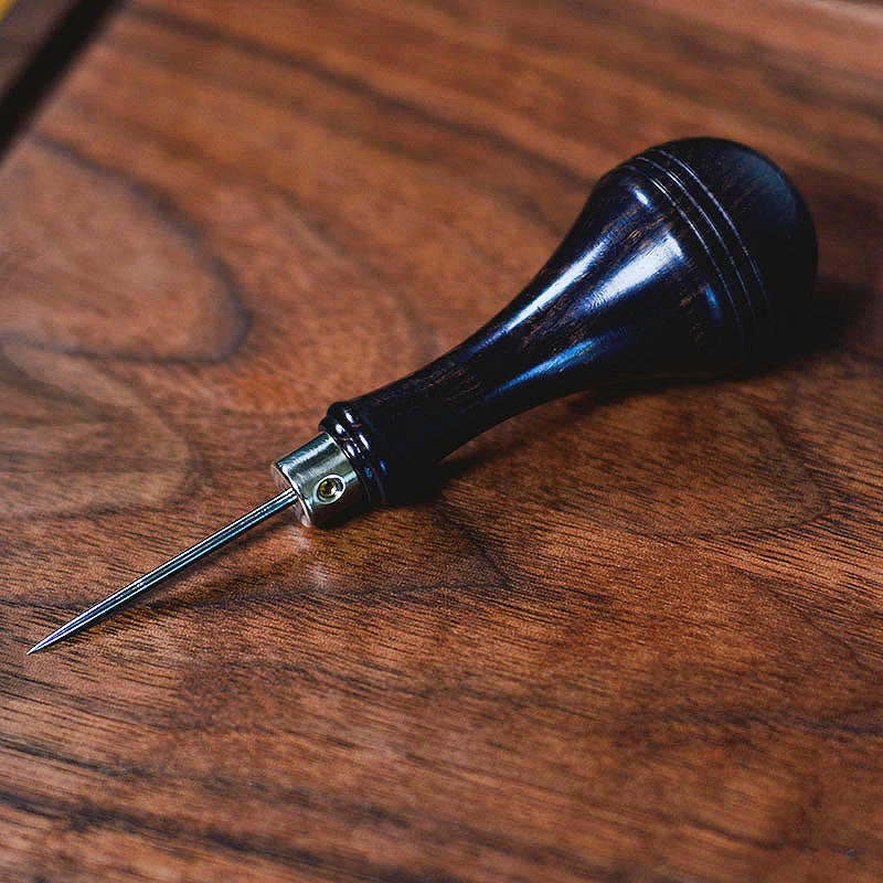 Leather Craft Ebony blackwood handle Sewing Tools Round Diamond Hexagon Awl DIY