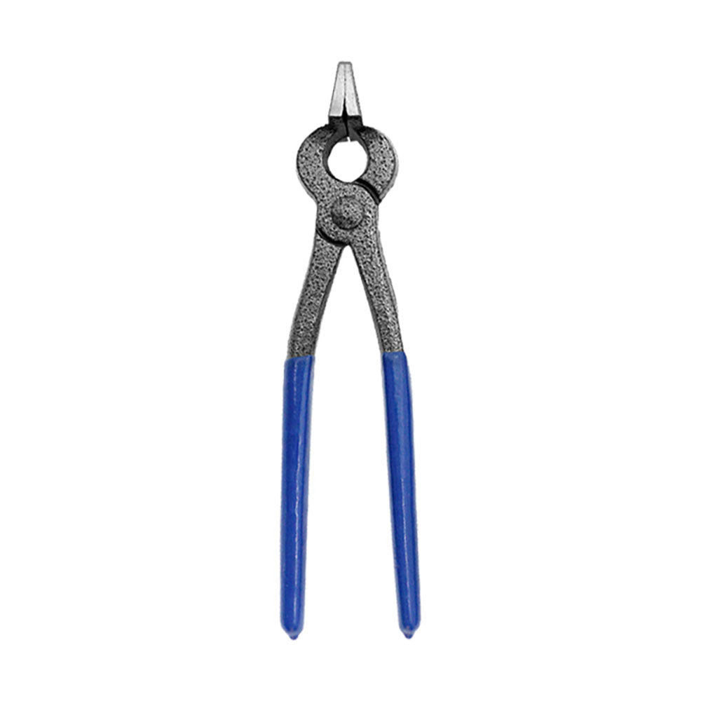 Pinzas de punta plana y boca ancha con borde presurizado de color azul para artesanía en cuero