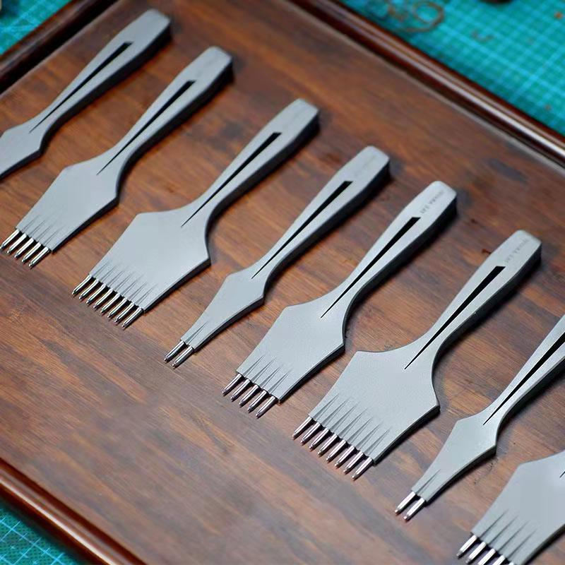 Leather Craft Olive Shape Pricking Irons Stitching Lacing Punch Chisel Tools