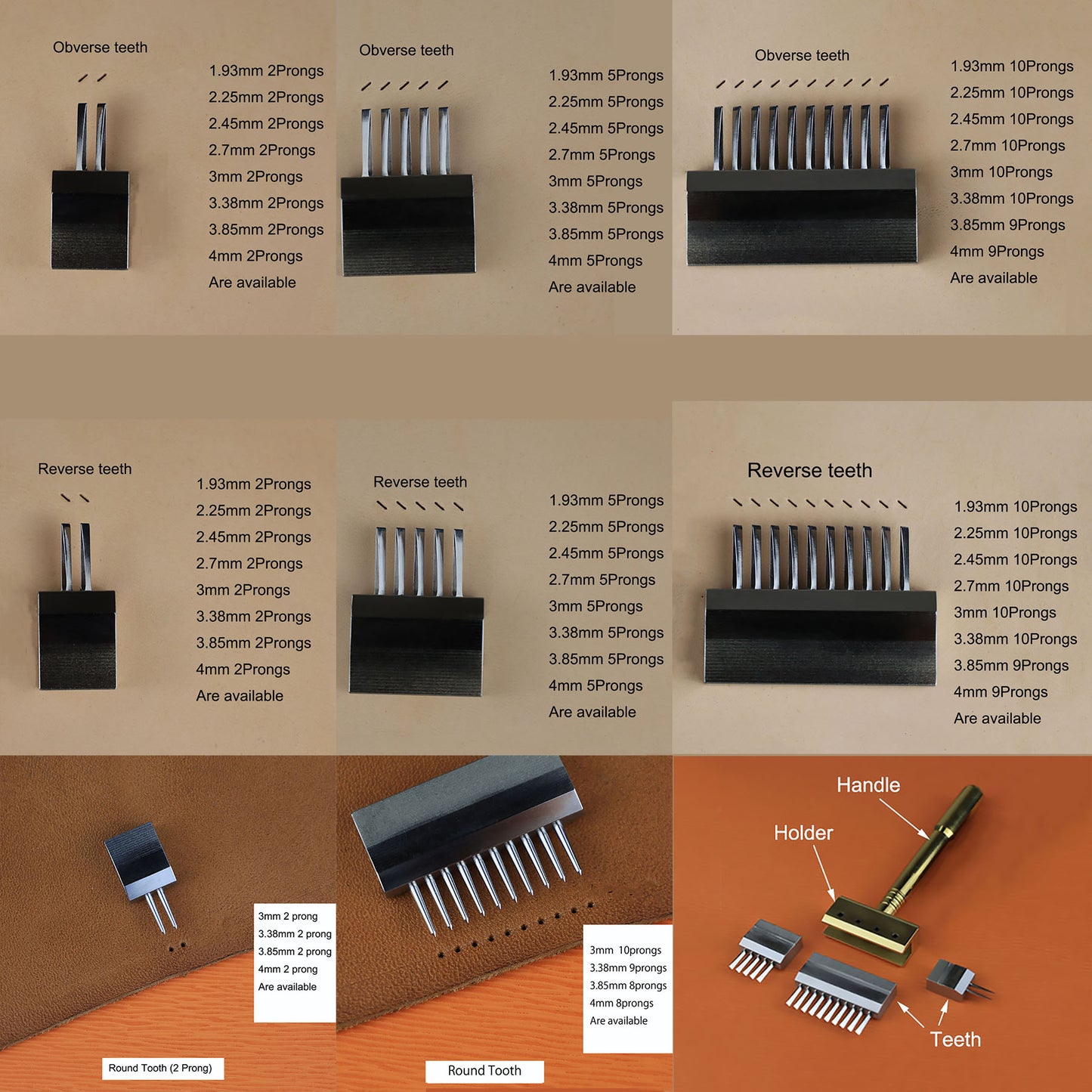 Herramientas de punzonado y costura intercambiables para artesanía en cuero