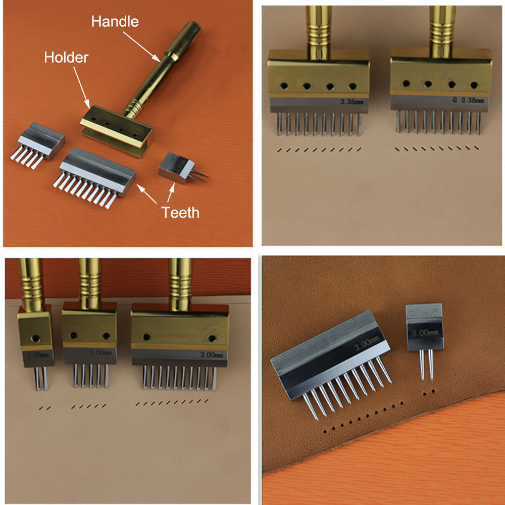 Herramientas de punzonado y costura intercambiables para artesanía en cuero