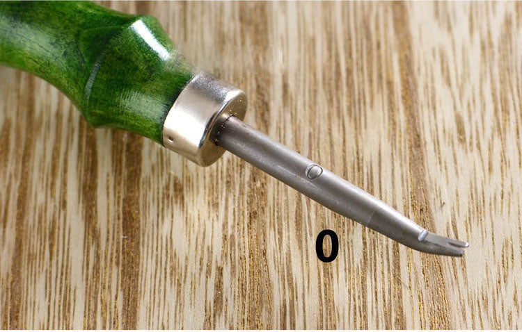 Herramienta para biselar y desbastar bordes de cuero con mango verde de calidad, 6 tipos