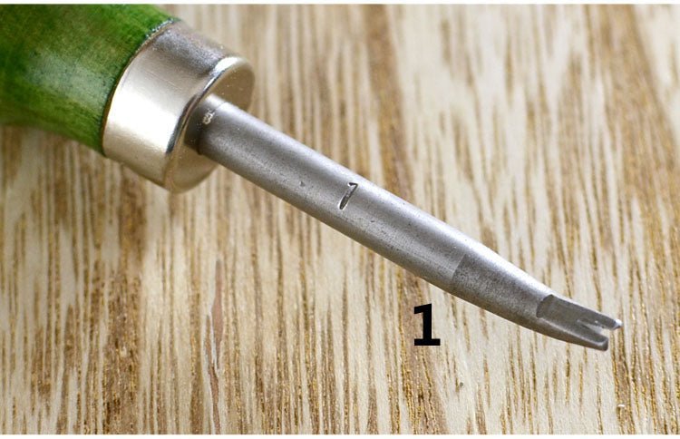 Herramienta para biselar y desbastar bordes de cuero con mango verde de calidad, 6 tipos