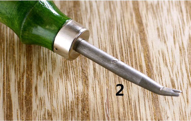 Herramienta para biselar y desbastar bordes de cuero con mango verde de calidad, 6 tipos