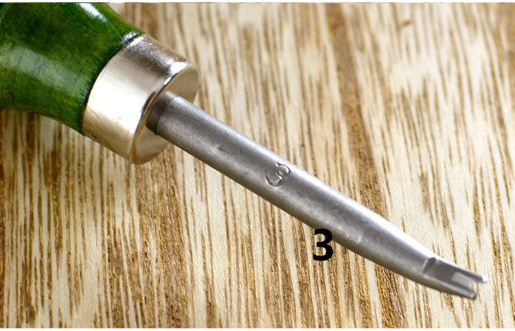 Herramienta para biselar y desbastar bordes de cuero con mango verde de calidad, 6 tipos