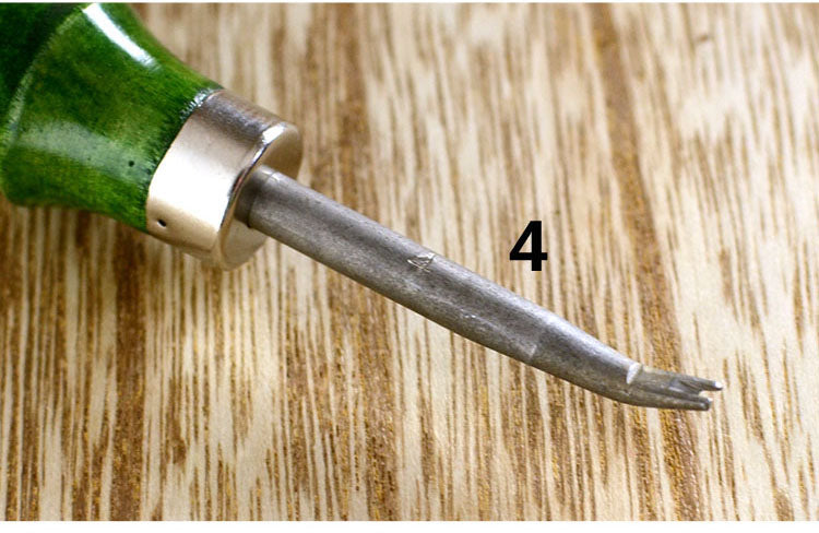 Herramienta para biselar y desbastar bordes de cuero con mango verde de calidad, 6 tipos