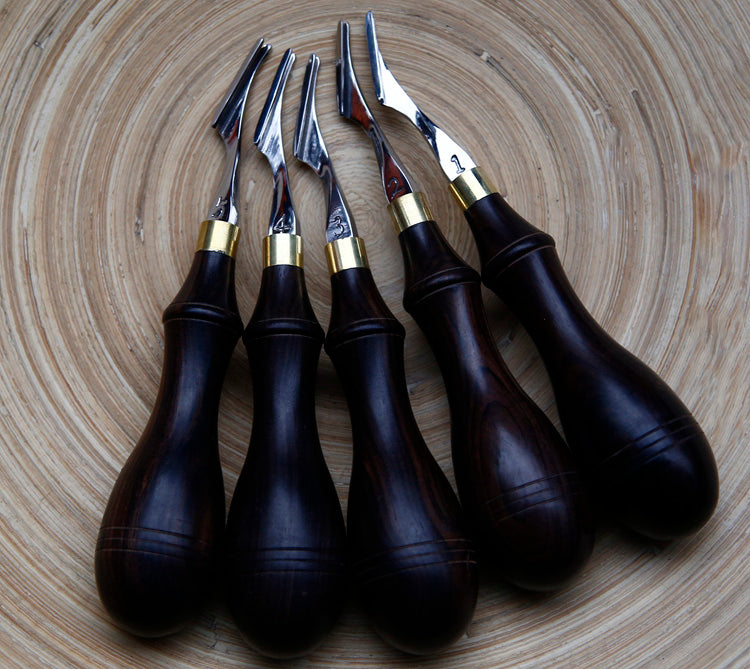 Double head Ebony blackwood Leather craft Edge Bevelers W4 Steel Edger Tools