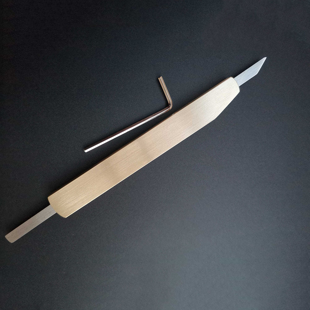 Leather craft D53/M390/RWL34 Steel bevel-point edge knives Brass handle Cutter