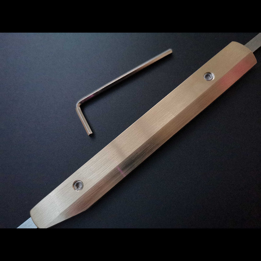 Leather craft D53/M390/RWL34 Steel bevel-point edge knives Brass handle Cutter