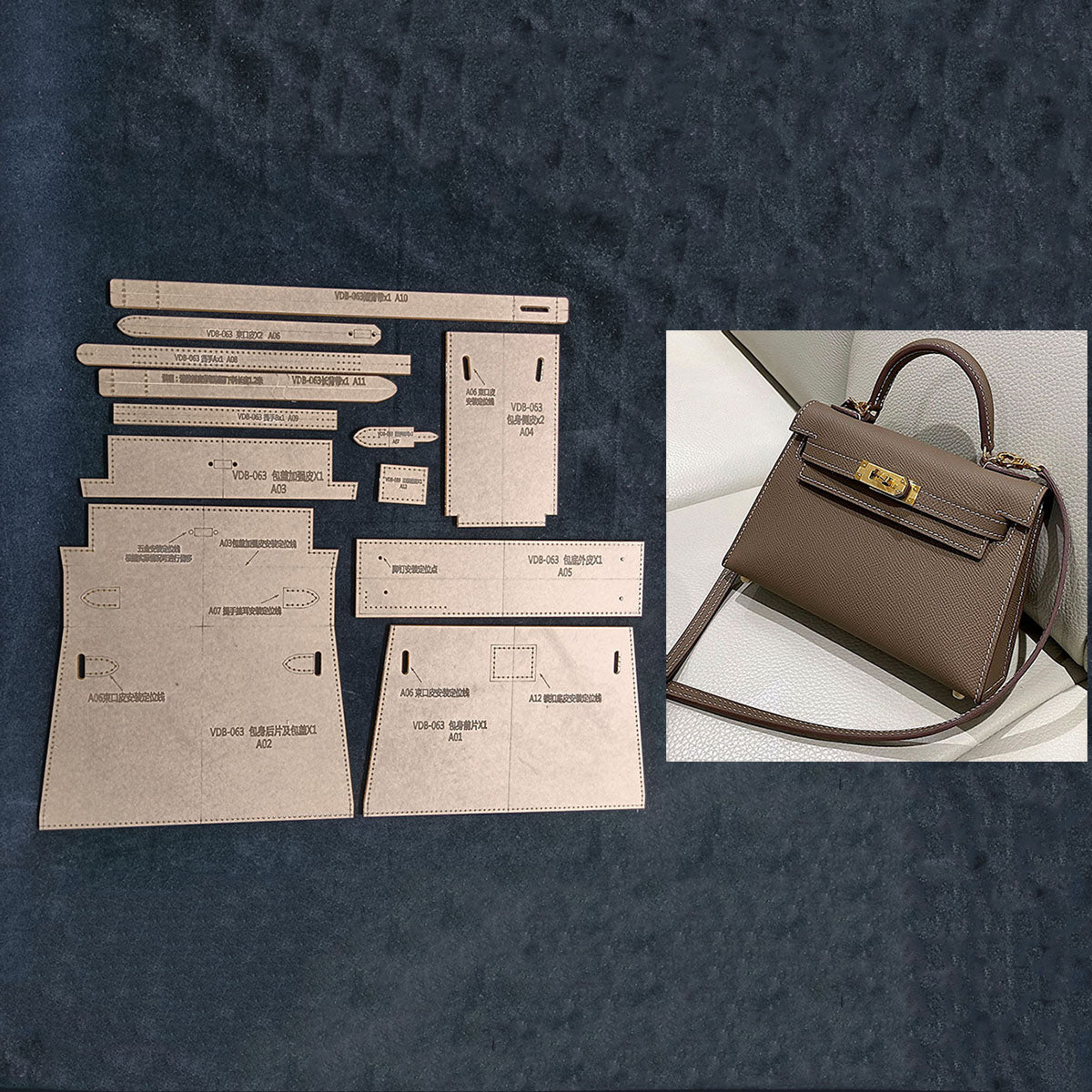 Leather Craft Clear Acrylic Kelly bag Handbag Pattern Stencil Template DIY Tools