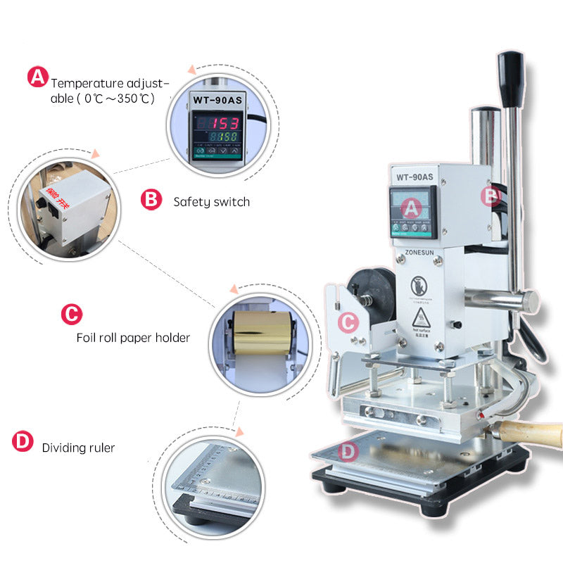 Digital Foil Stamping logo embossing Label bronzing Machine Leather Stamp heater