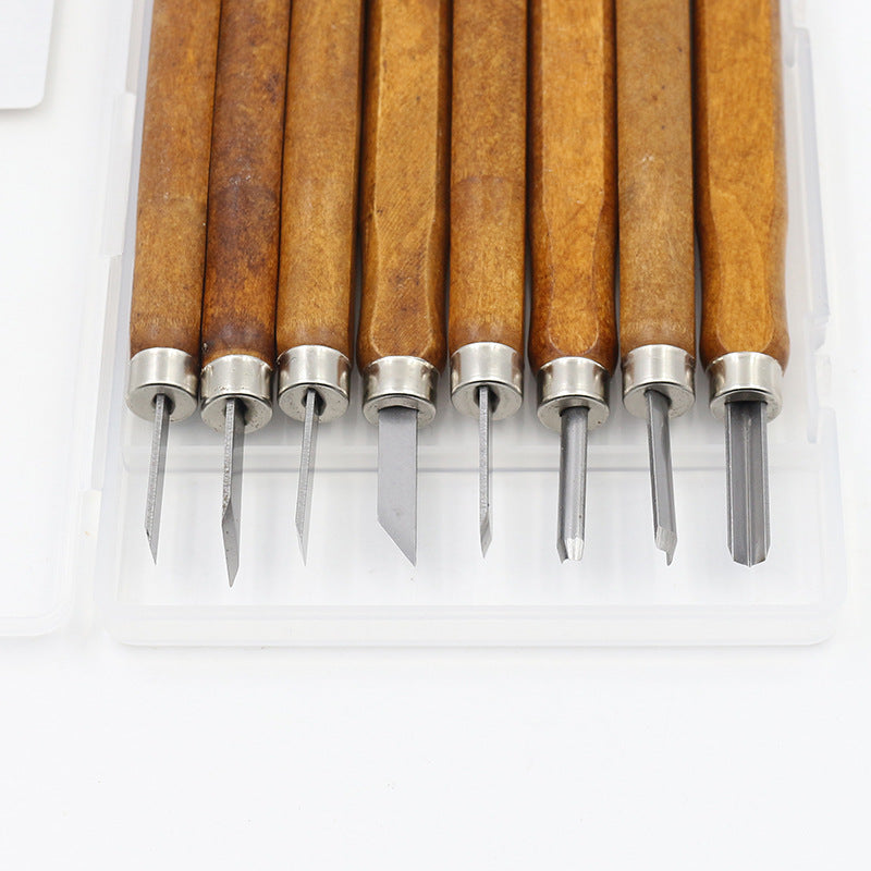 12pcs/Set Wood Carving Chisel turning SK2 Steel Tool Handles Woodworking Craft