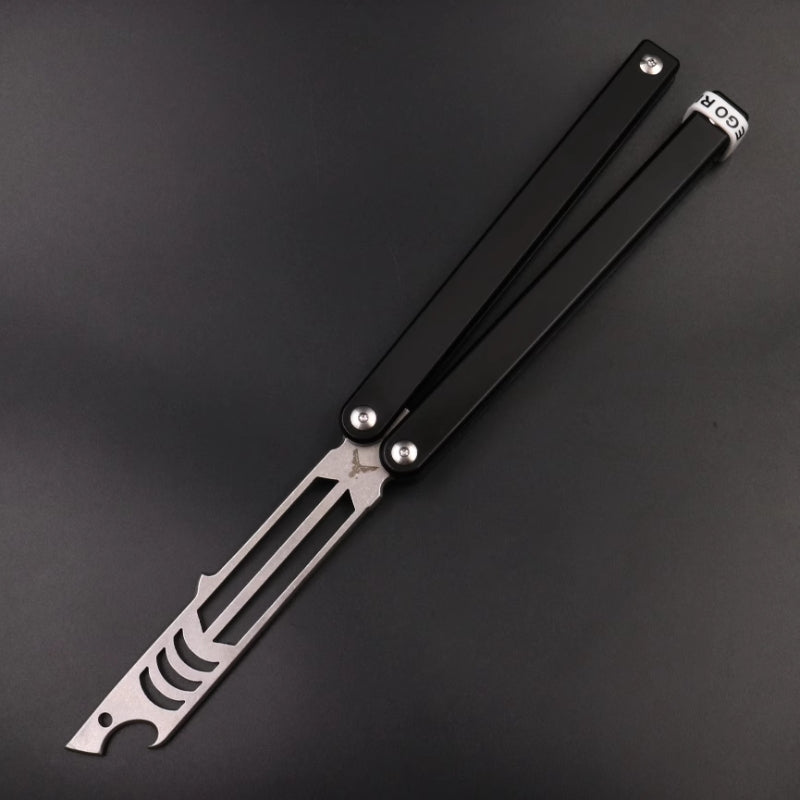 Mako V3 Aluminum Handle Balisong Style Bottle Opener - Bushings Pivot System, Unsharpened Butterfly Flip Tool for Bar Accessories