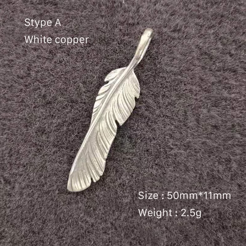 Artistic Brass Feather Design Pendant Keychain Wallet Bag Accessories Craft DIY