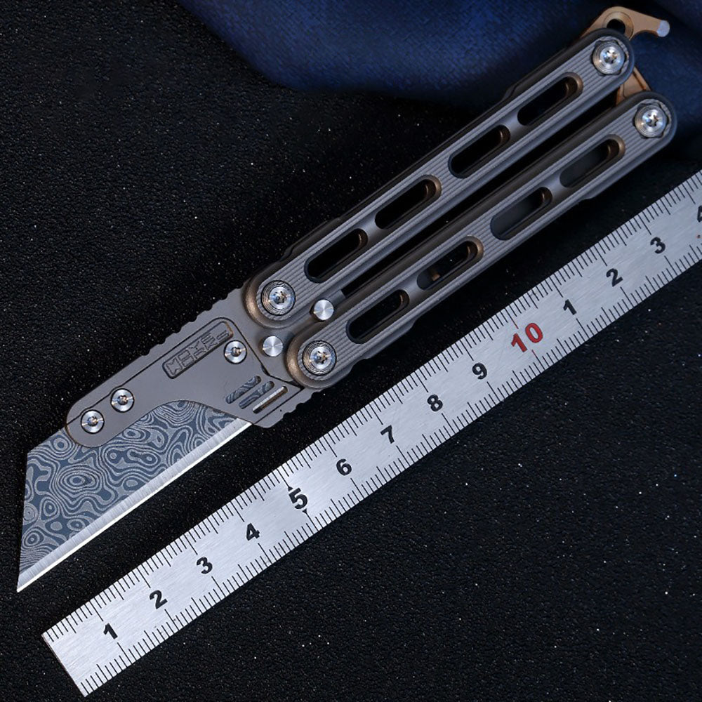 Titanium Practice Balisong Butterfly Trainer Folding Art Utility Knife bottle opener EDC Outdoor Toy