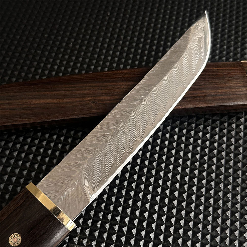 VG10 Damascus Knife Fishbone Pattern Full Tang Outdoor Camping Tool EDC Hunting, Self-defense Tactics, Practical Survival
