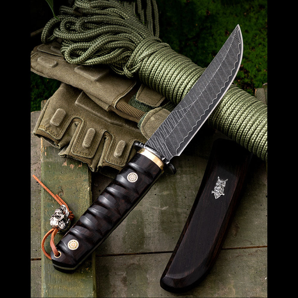 Hand Forged Japanese Style Damascus Fruit Knife Luxury Outdoor Camping Blade for Collection EDC Camping, Hunting, Self-defense Tactics, Practical Survival