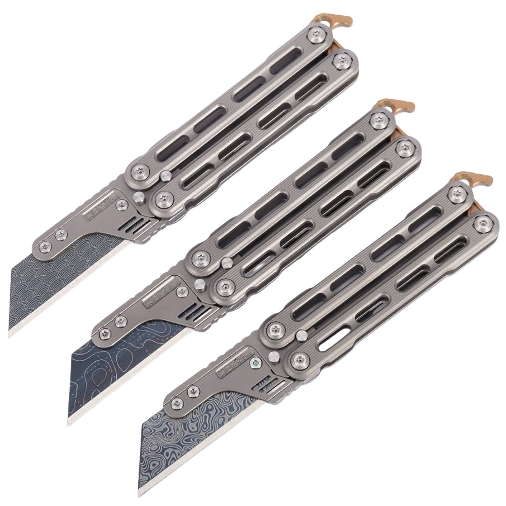Titanium Practice Balisong Butterfly Trainer Folding Art Utility Knife bottle opener EDC Outdoor Toy