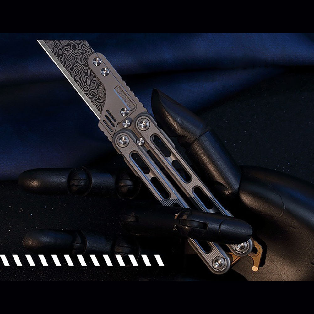 Titanium Practice Balisong Butterfly Trainer Folding Art Utility Knife bottle opener EDC Outdoor Toy