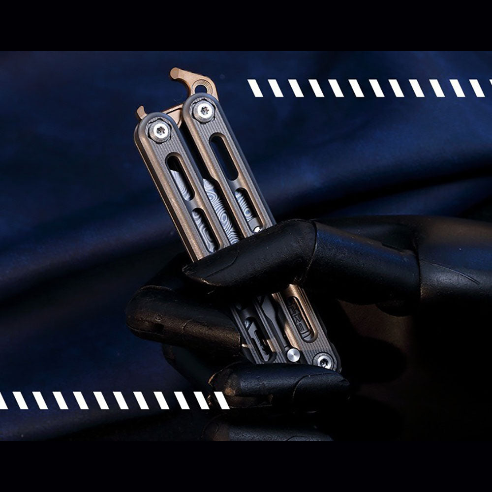 Titanium Practice Balisong Butterfly Trainer Folding Art Utility Knife bottle opener EDC Outdoor Toy