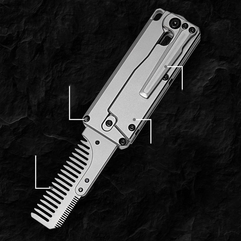 Titanium Folding Utility Knife with Replaceable Blade – Carrot Comb Style EDC Box Cutter Tool for Package Opening