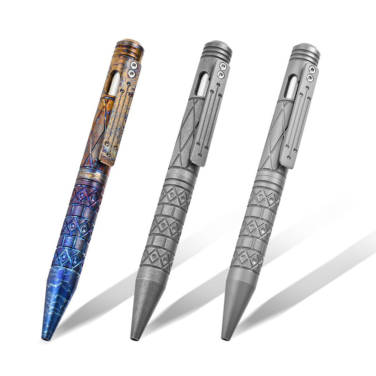Colorful Baked Titanium Alloy Artistic Engraved Bolt Type Pen Outdoor EDC Gift