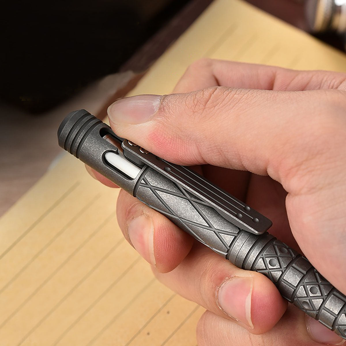 Colorful Baked Titanium Alloy Artistic Engraved Bolt Type Pen Outdoor EDC Gift
