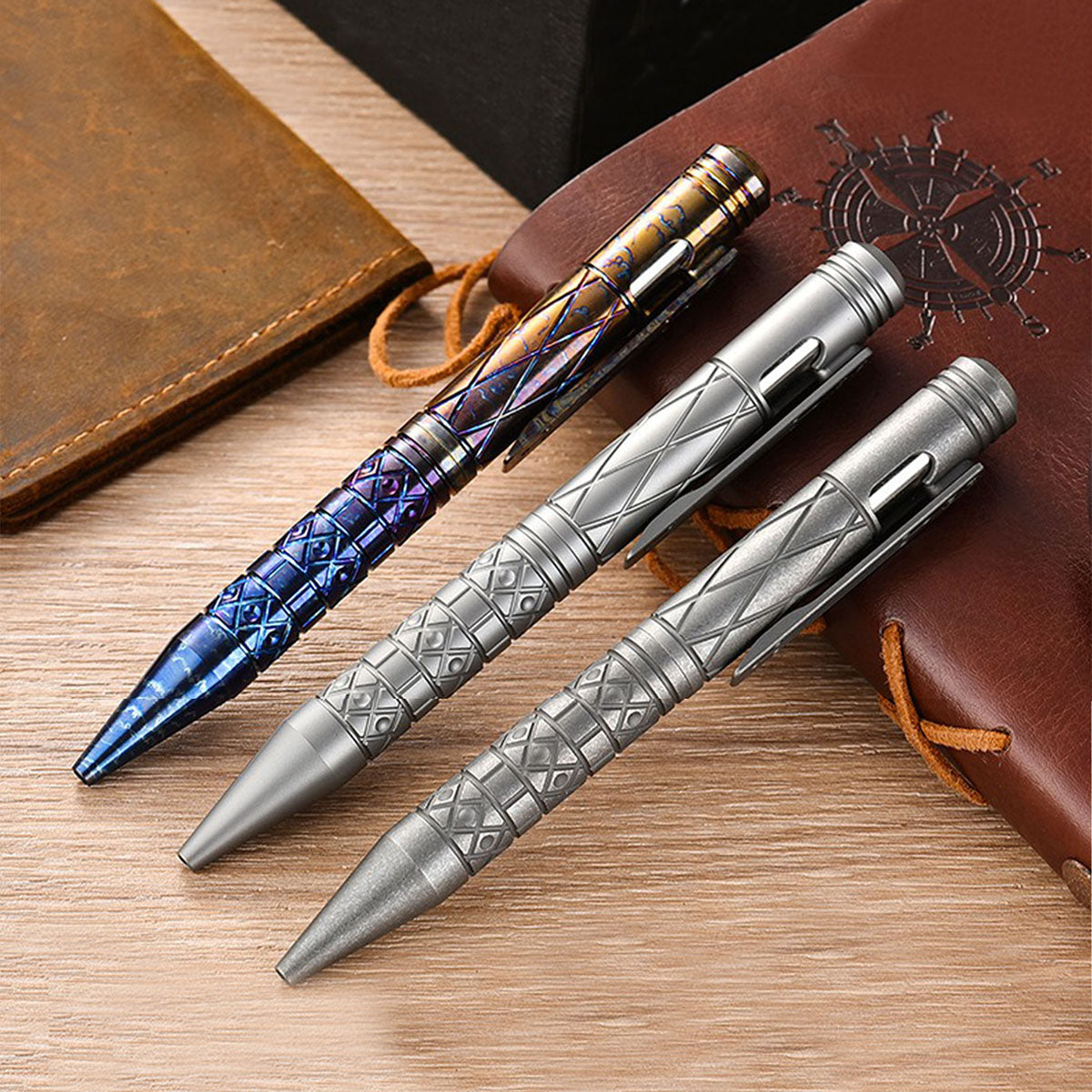 Colorful Baked Titanium Alloy Artistic Engraved Bolt Type Pen Outdoor EDC Gift