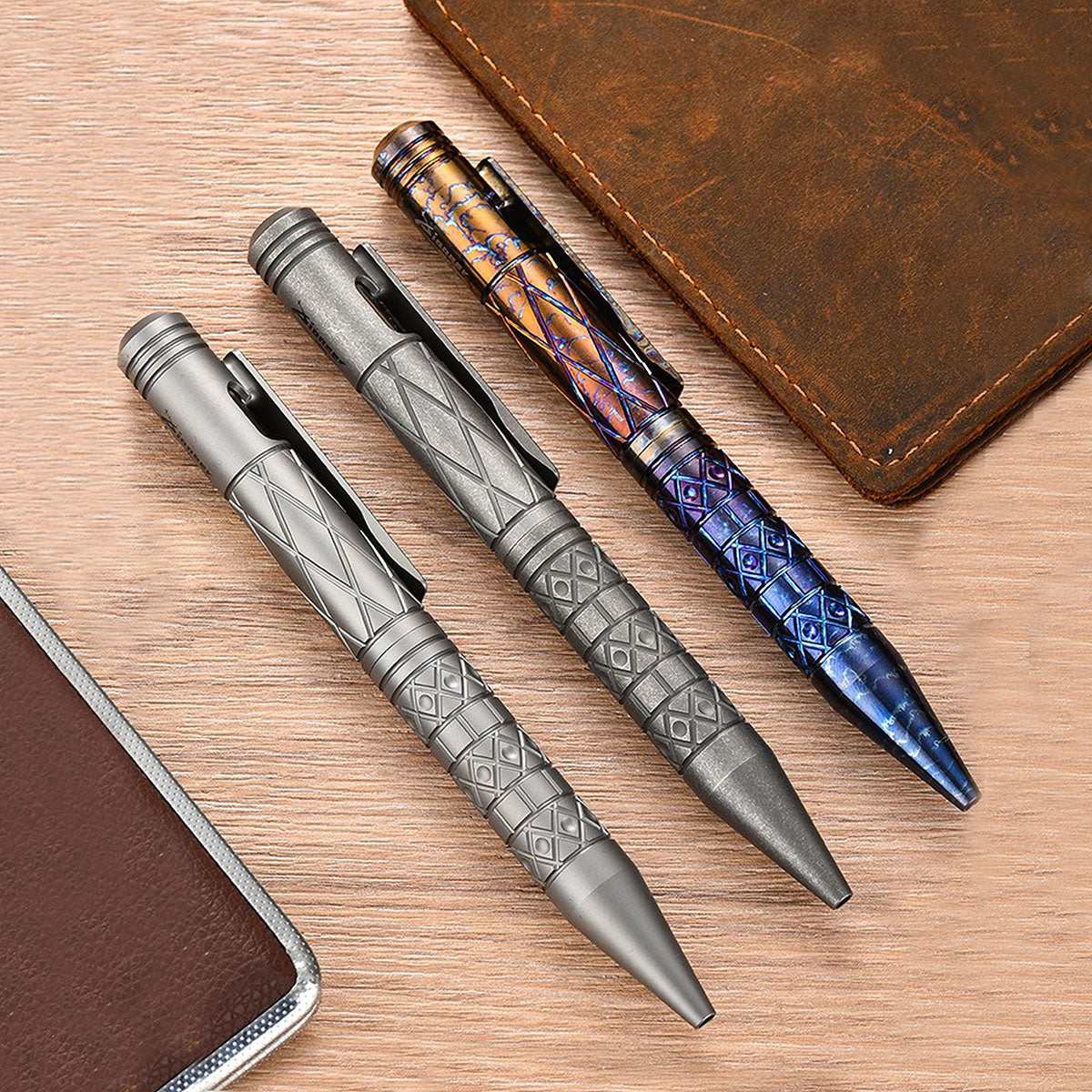 Colorful Baked Titanium Alloy Artistic Engraved Bolt Type Pen Outdoor EDC Gift