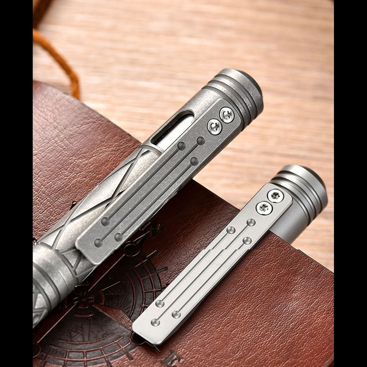 Colorful Baked Titanium Alloy Artistic Engraved Bolt Type Pen Outdoor EDC Gift